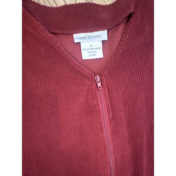CW Classics Velour Jumper Dress Burgundy Womens Large Front Pockets - Picture 2 of 3